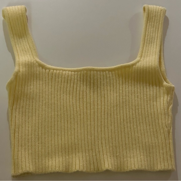 ZARA Yellow Cropped Knitwear Top - Picture 2 of 3